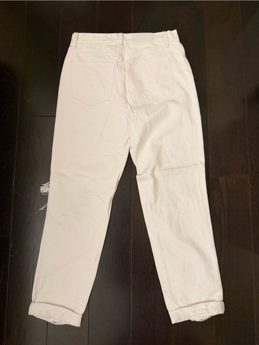 pistola White Distressed Boyfriend Jeans with Knee Rips - Picture 5 of 6